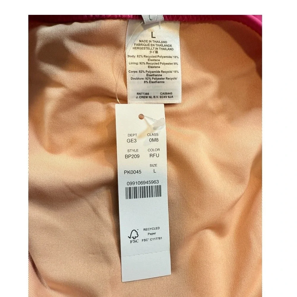 J.Crew‎ High-Leg Bikini Bottom Hot Pink Swimsuit Minimalist Size Large NWT